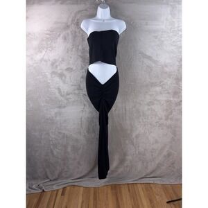 MESHKI Jasiel Strapless Knit Maxi Dress Womens Size Medium Black Bodycon Stretch